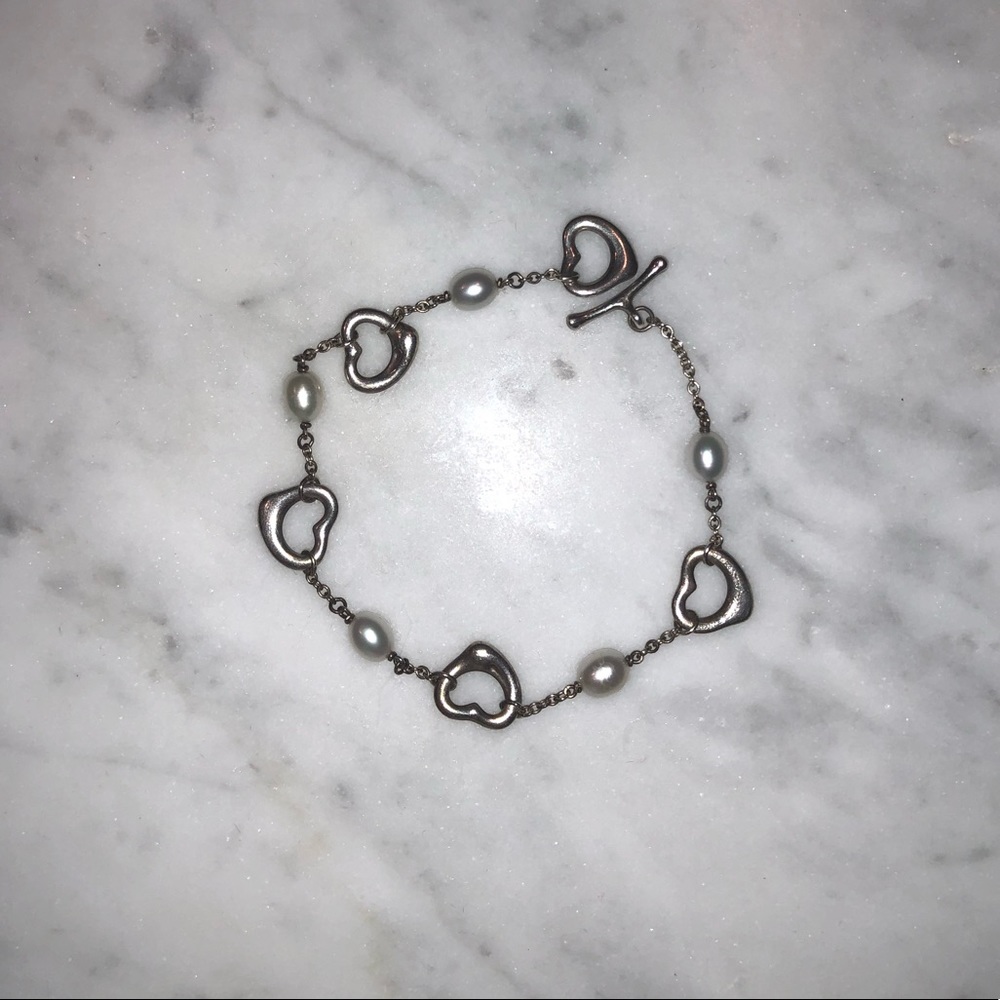 Elsa Peretti Open Heart and Pearl Toggle Bracelet